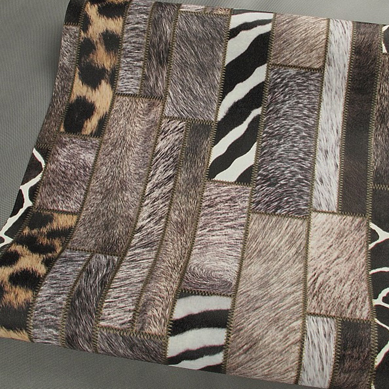 Patchwork Animal Skin Print Wallpaper Contemporary Vinyl Wall Decor in Dark Color