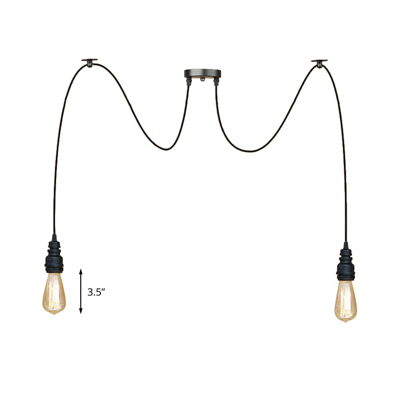 2/3/6 Luci esposte lampada sospesa con design di swag Stile industriale Black Metal Cioncant Light for Kitchen