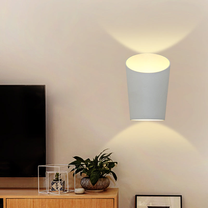 Minimalist Tube Metal Wall Lamp Integrated LED Sconce Lighting in White for Bedroom, Warm/White Lighting