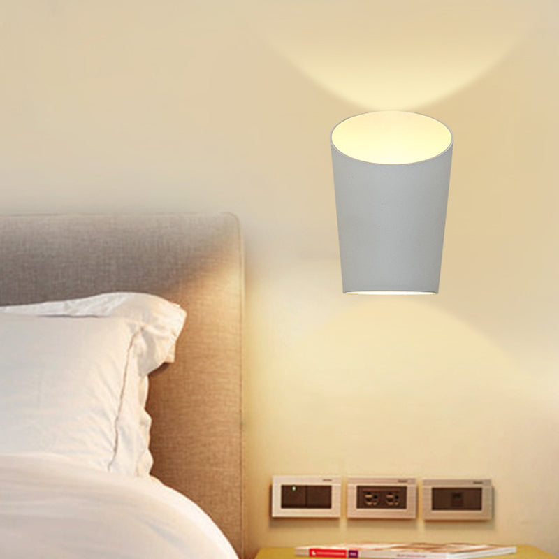 Minimalist Tube Metal Wall Lamp Integrated LED Sconce Lighting in White for Bedroom, Warm/White Lighting