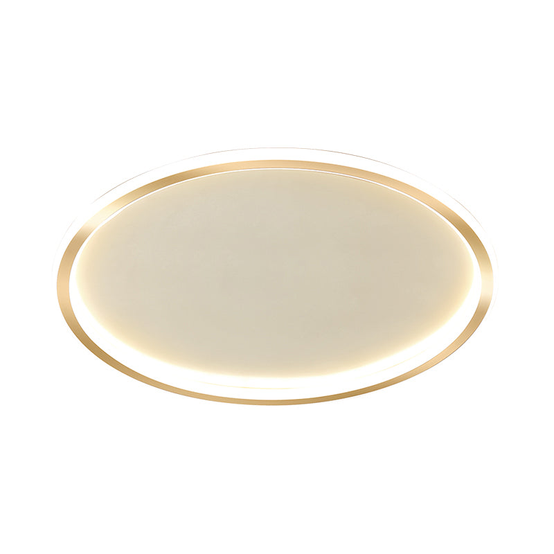16"/19.5"/23.5" Wide Thin Round LED Flush Lamp Simple Metal Ceiling Flush Mount in Gold, Warm/White Light/Remote Control Stepless Dimming