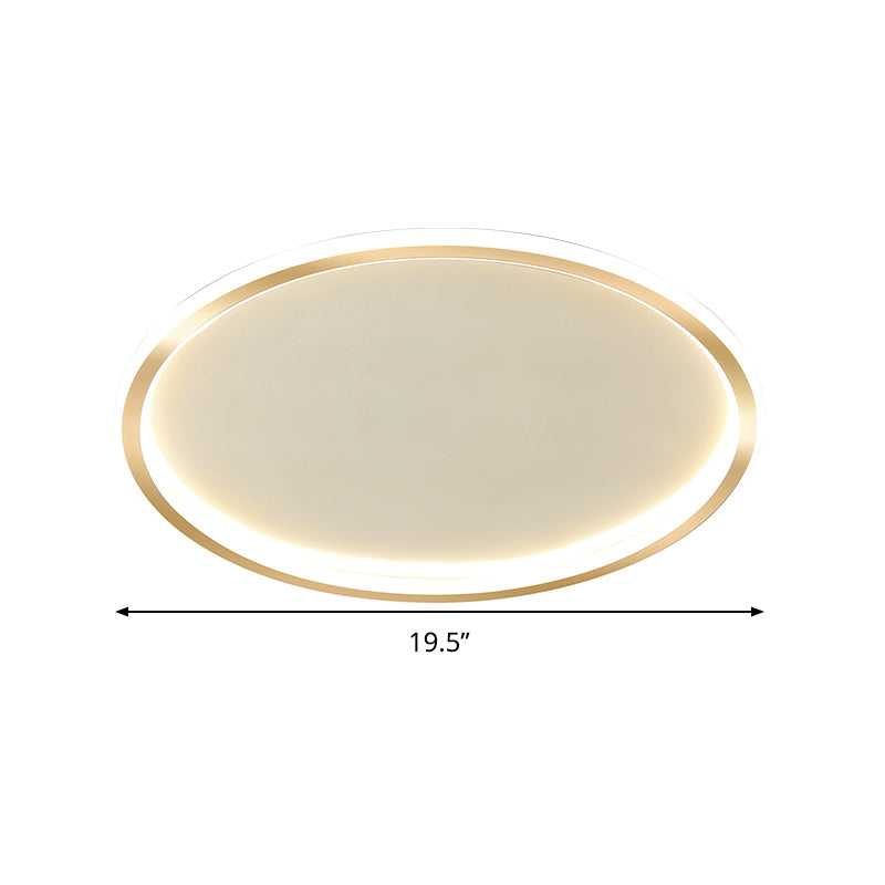 16"/19.5"/23.5" Wide Thin Round LED Flush Lamp Simple Metal Ceiling Flush Mount in Gold, Warm/White Light/Remote Control Stepless Dimming