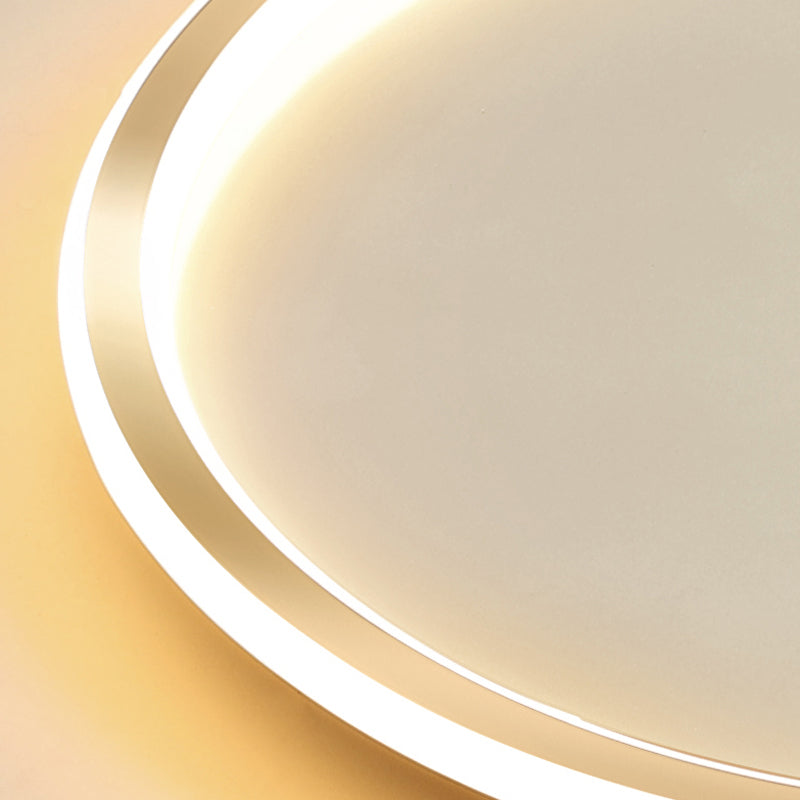 16"/19.5"/23.5" Wide Thin Round LED Flush Lamp Simple Metal Ceiling Flush Mount in Gold, Warm/White Light/Remote Control Stepless Dimming