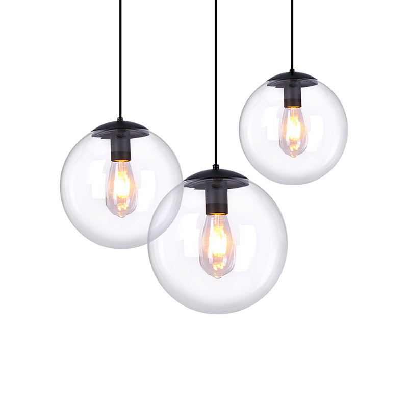 6"/8" Wide Global Glass Pendant Light Industrial 1 Light Dining Room Hanging Ceiling Light in Clear