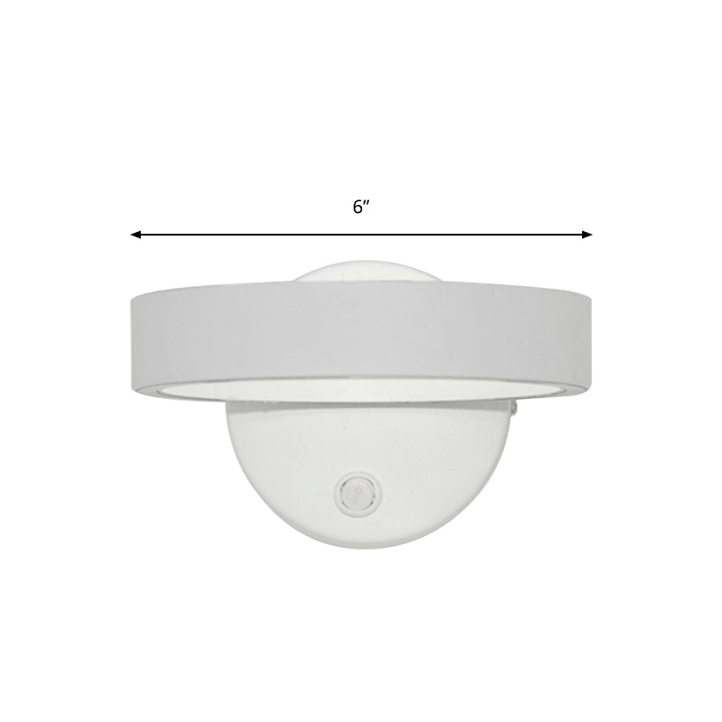 Minimalism Ring Wall Sconce Fixture Aluminum Warm/White Light LED Living Room Wall Lamp with Round/Rectangle Backplate in Black/White