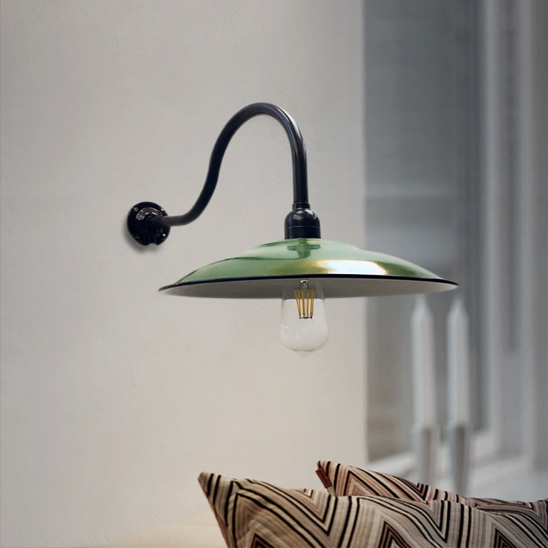 1 Kopfsaucer -Wandbeleuchtung Vintage -Stil grüne Metallic Leuchtenbeleuchtung für Esszimmer, 12 "/14" Breite