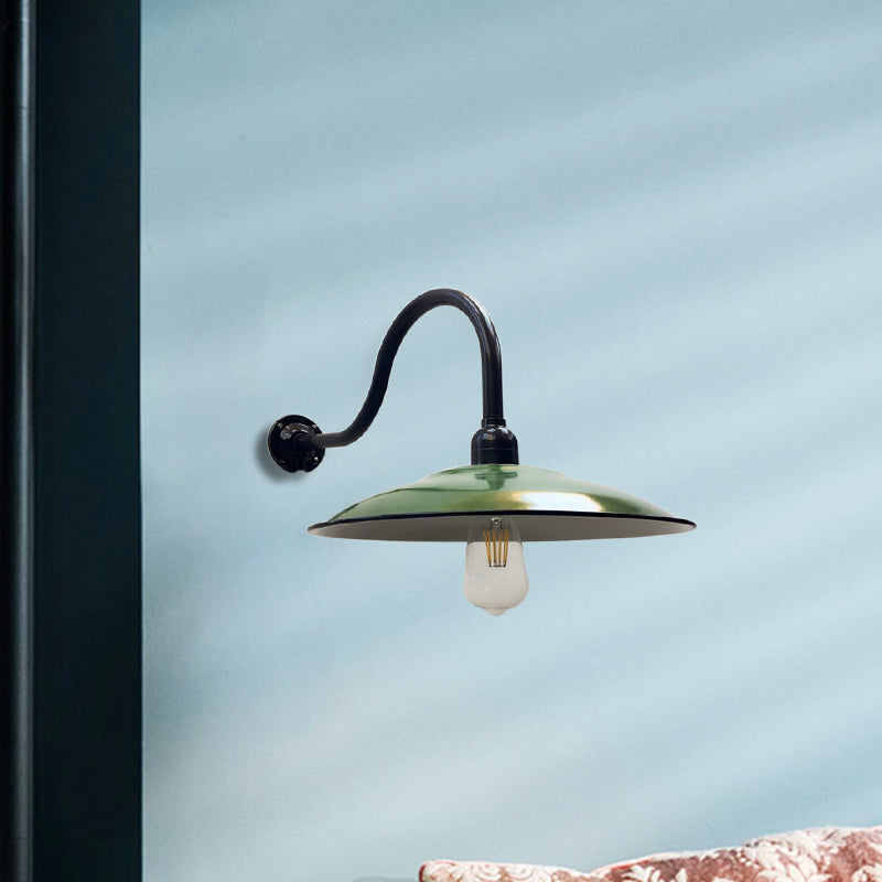 1 Kopfsaucer -Wandbeleuchtung Vintage -Stil grüne Metallic Leuchtenbeleuchtung für Esszimmer, 12 "/14" Breite
