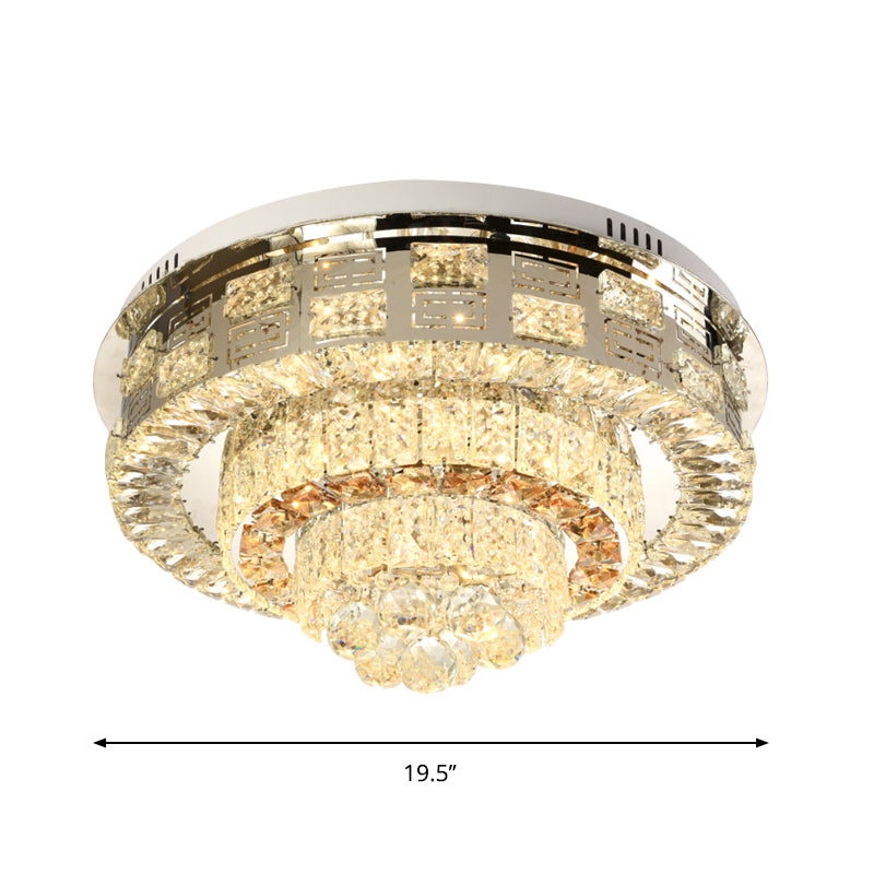 LED Square/Round Flush Mount Lamp Contemporary Clear Crystal Ceiling Mount with Dropped Balls