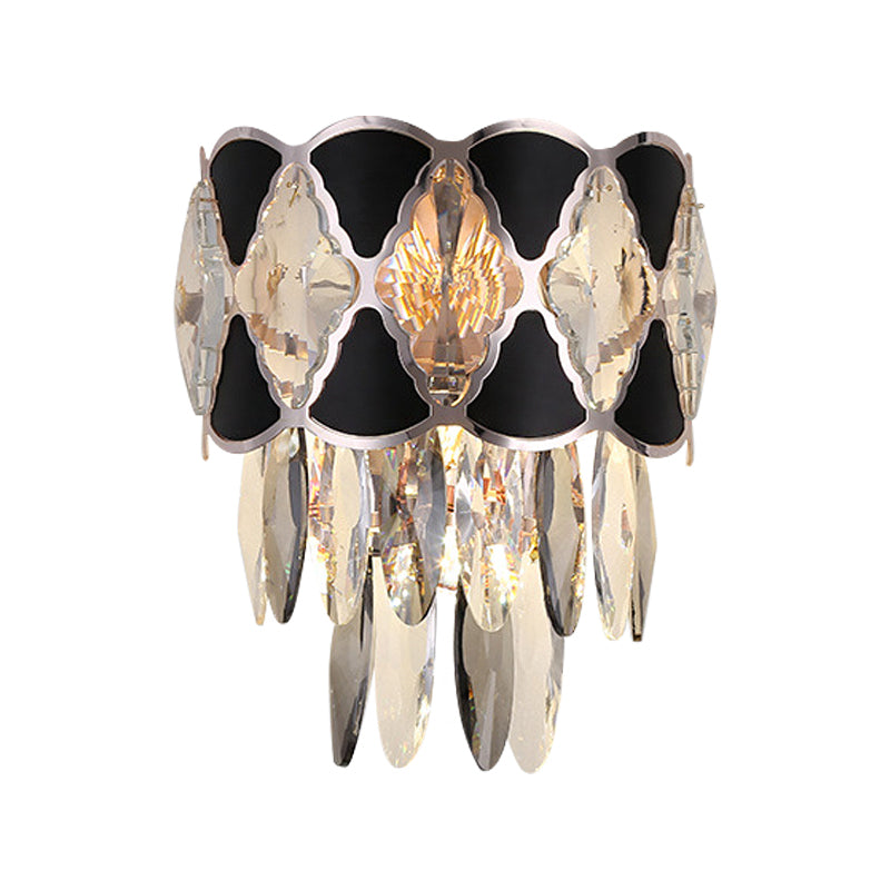 Coupez les ovales cristallins Black Finish Gicce Light Facered 3 têtes Fixture de lampe de paroi de la surface moderne
