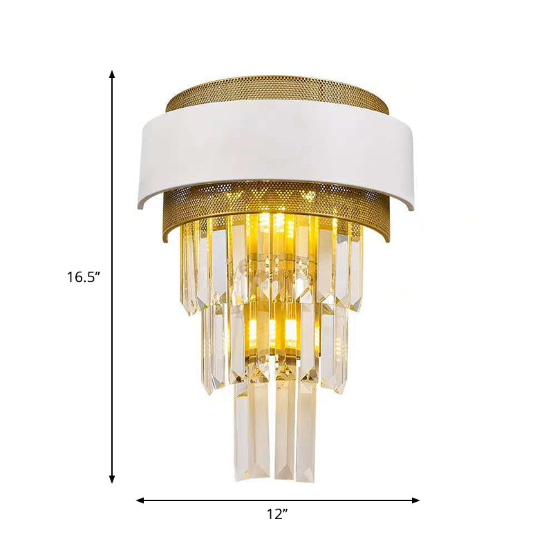 3 têtes TiPer Flush Murce Murce modern blanc carré blanc / rond Clean Crystal Prisms Lampe murale avec maille dorée