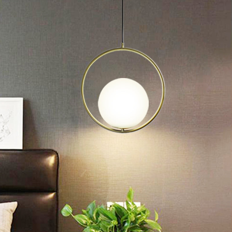 1 Éclairage pendentif à anneau de tête avec une nuance de verre à verre rétro de suspension industrielle rétro, 12 "/ 14" de largeur