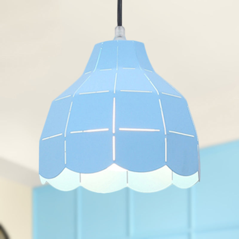 Black/Gray/White/Yellow/Blue Folded Pendant Light Modern Nordic Metal 1 Light Dining Room Hanging Lamp