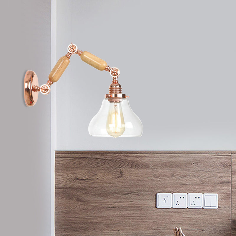 1 application de mur de verre clair clair Lumière Vintage Gour Gourd de salon Éclairage d'éclairage avec un bras extensible long