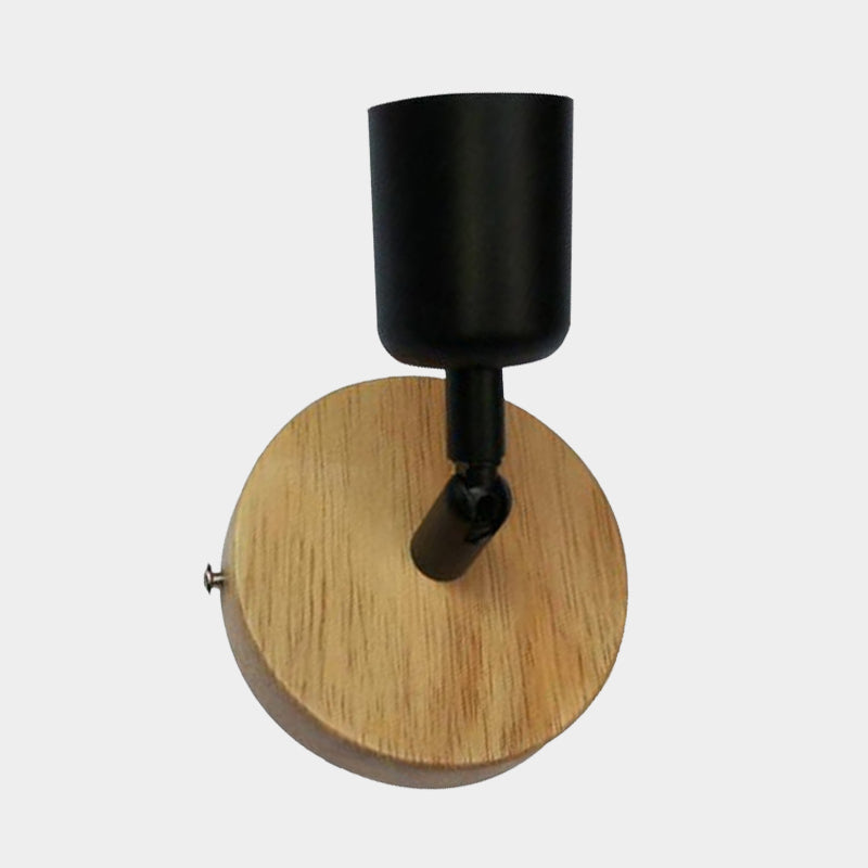 Minimalistische Mini -Wandbeherrschung Licht mit Tasse geformt 1 helles Holz und Metallwandlampe in Schwarz