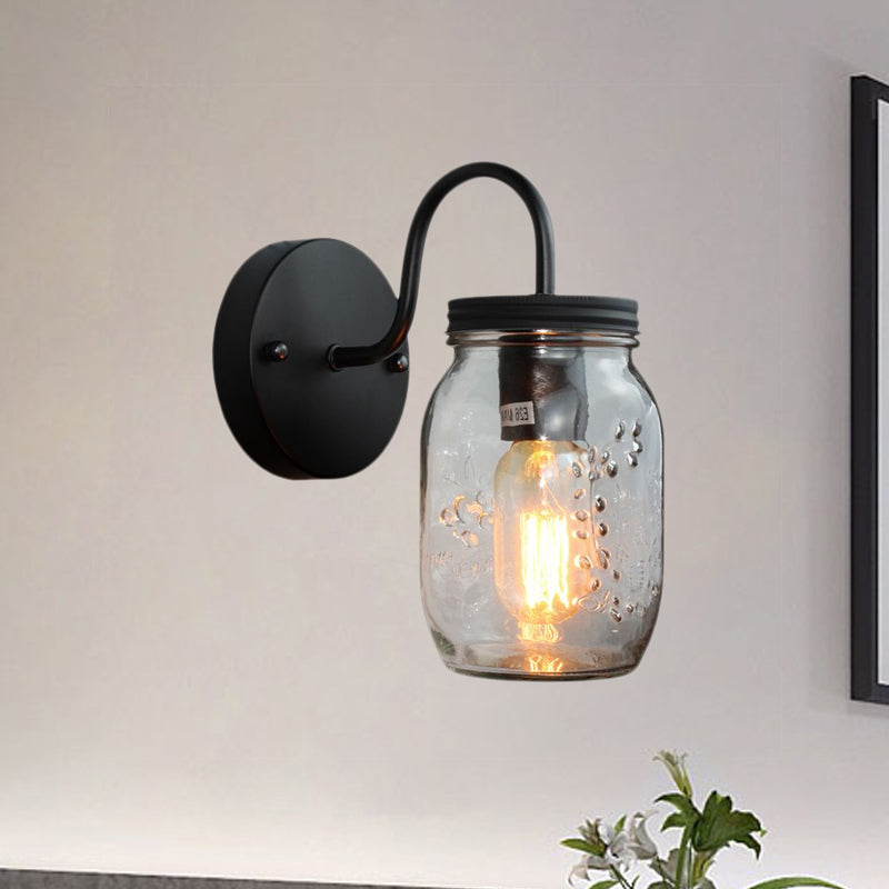 Jar barattolo sfumatura illuminazione da parete vetro industriale trasparente 1 lampada con foglie con fiore con grana di fiori