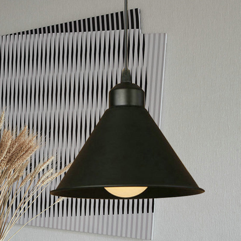 1 Leichte Kegelanhängerlampe Einfacher Stil Schwarz/Weiß -Metall Deckenhänge Licht mit einstellbarem Kabel