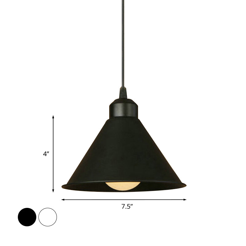 1 Leichte Kegelanhängerlampe Einfacher Stil Schwarz/Weiß -Metall Deckenhänge Licht mit einstellbarem Kabel