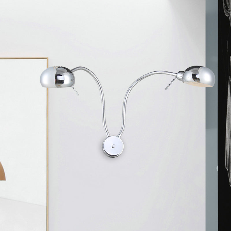 Doppelwölker Metall Wandleuchte Industrial Style 2 Lichter Schlafzimmer Wandleuchte mit flexiblem Arm in Schwarz/Chrom