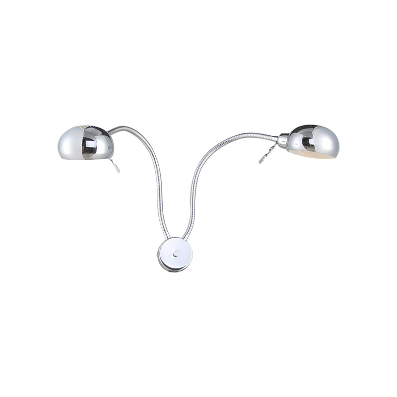 Doppelwölker Metall Wandleuchte Industrial Style 2 Lichter Schlafzimmer Wandleuchte mit flexiblem Arm in Schwarz/Chrom