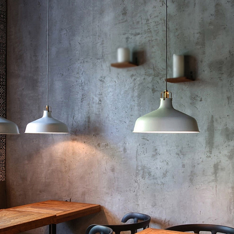 1 Light Metallic Pendant Lamp Modernism Black/White Barn Shade Dining Room Hanging Ceiling Light