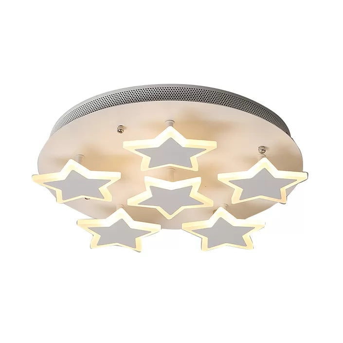Acrylic Starry Ceiling Mount Light Romantic Flush Light in White Finish for Girls Bedroom