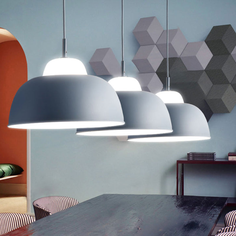 Nordic Style Bowl Shade Pendant Light 1 Bulb Metallic Hanging Light Fixture in Black/Green over Table