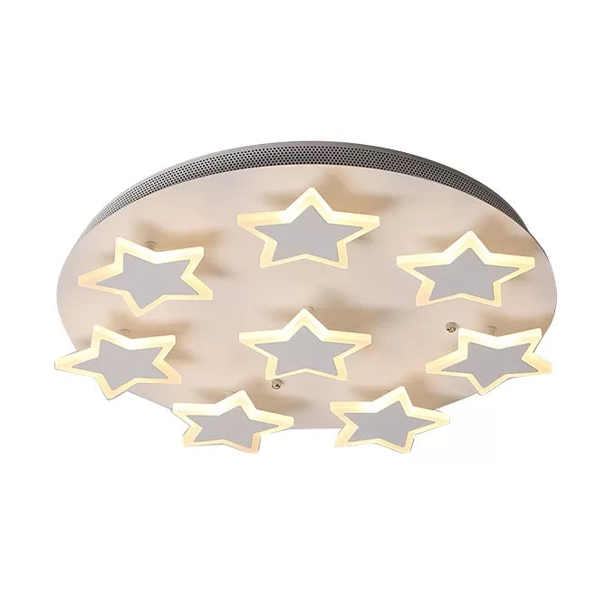 Acrylic Starry Ceiling Mount Light Romantic Flush Light in White Finish for Girls Bedroom