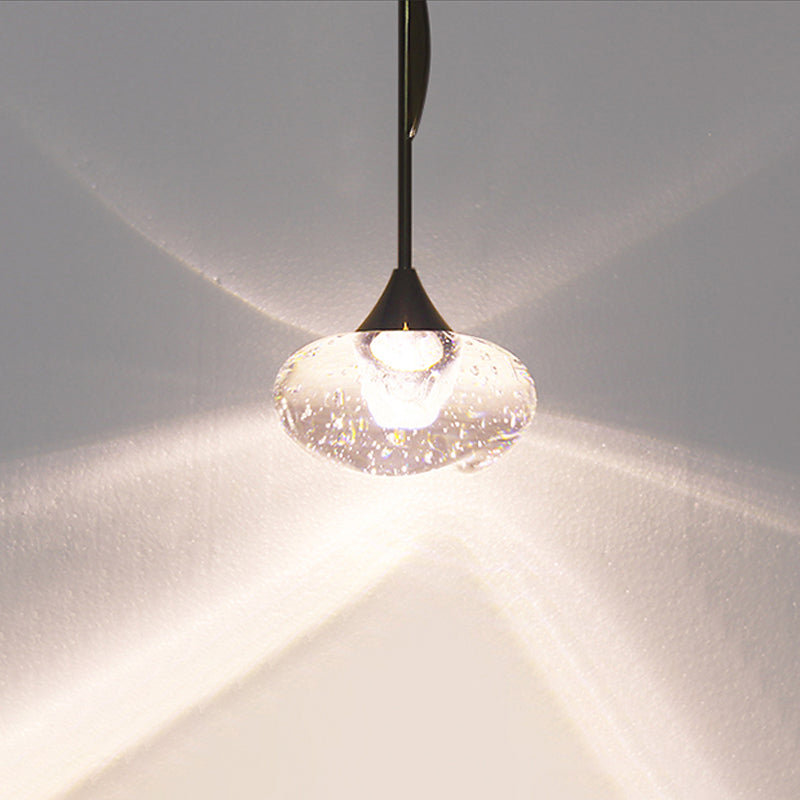 Palla trasparente mini ciondolo luce contemporanea cristallo 1 camera da letto giù per l'illuminazione a metà round