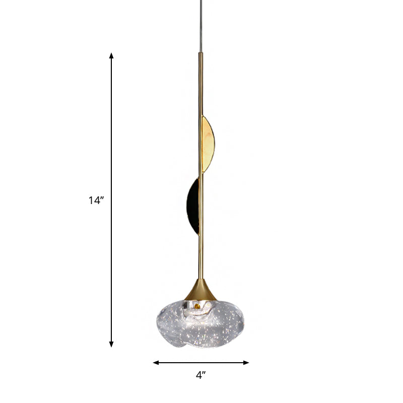 Palla trasparente mini ciondolo luce contemporanea cristallo 1 camera da letto giù per l'illuminazione a metà round