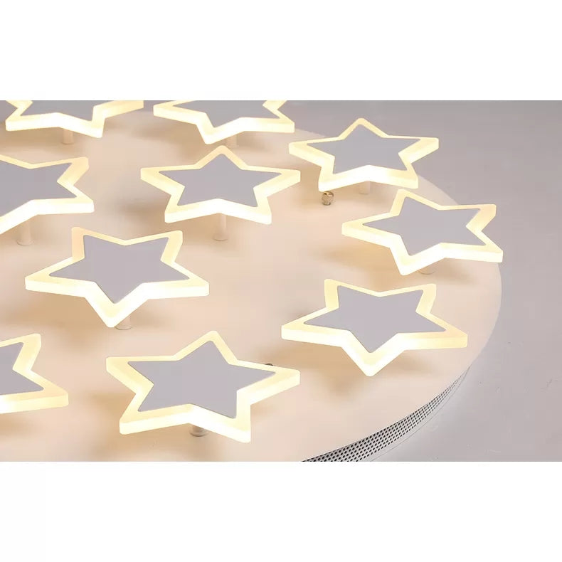 Acrylic Starry Ceiling Mount Light Romantic Flush Light in White Finish for Girls Bedroom