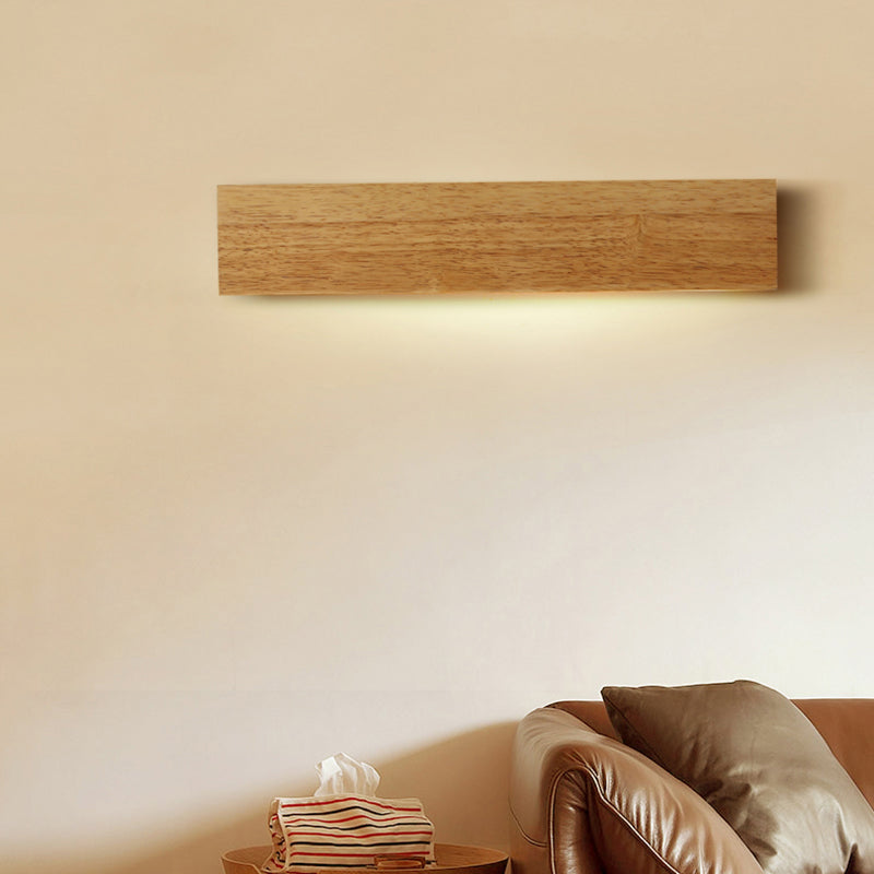 Modern Linear Wooden Wall Sconce Lamp 1-Light LED Down Lighting Fixture for Bedroom