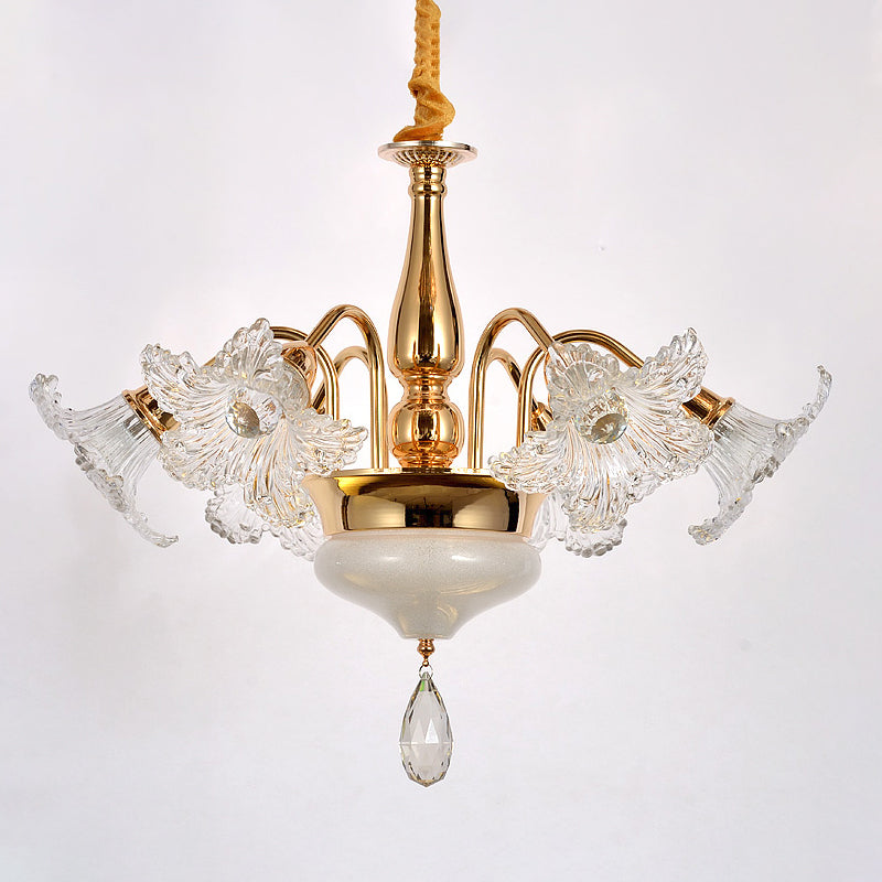 Goud 7/10 lampen plafondlicht modern helder kristal bloemen tint scrolls hangende kroonluchter