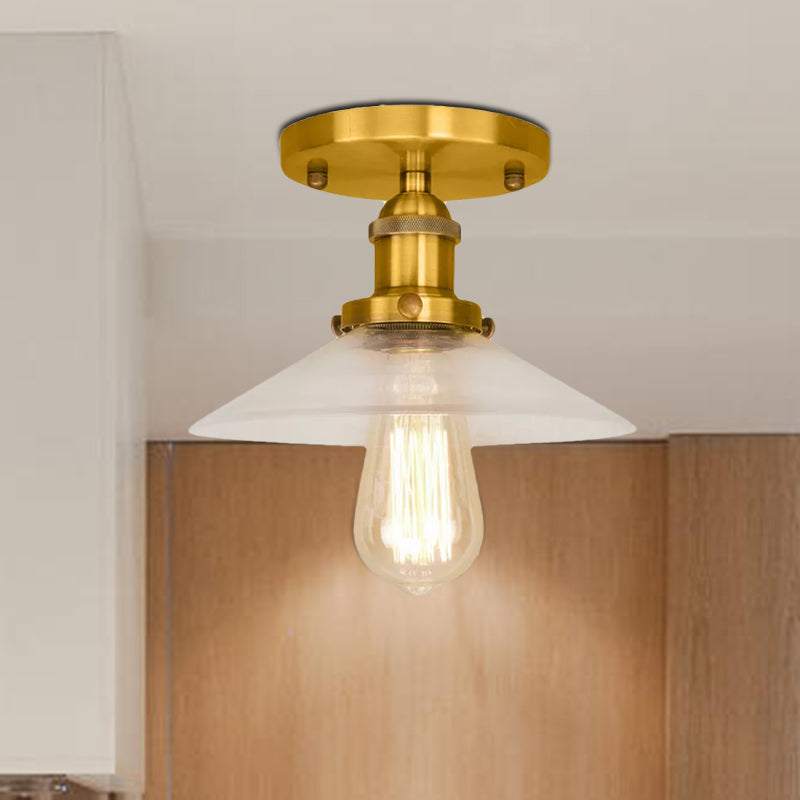 Soucoupe en verre givré, éclairage semi-affleurant, luminaire de cuisine vintage à 1 ampoule, noir/laiton/cuivre