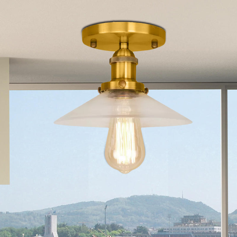 Soucoupe en verre givré, éclairage semi-affleurant, luminaire de cuisine vintage à 1 ampoule, noir/laiton/cuivre