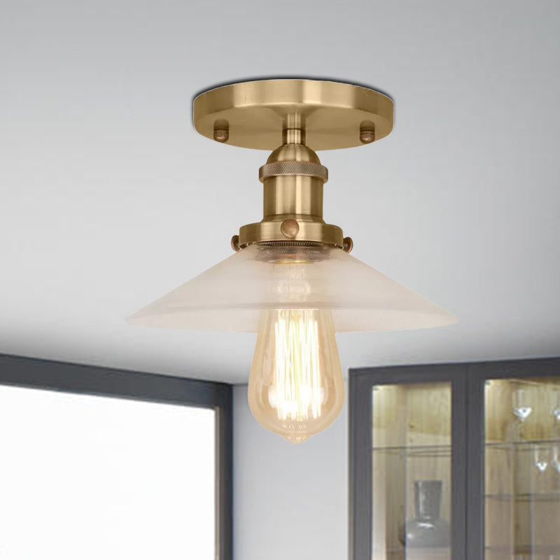 Soucoupe en verre givré, éclairage semi-affleurant, luminaire de cuisine vintage à 1 ampoule, noir/laiton/cuivre