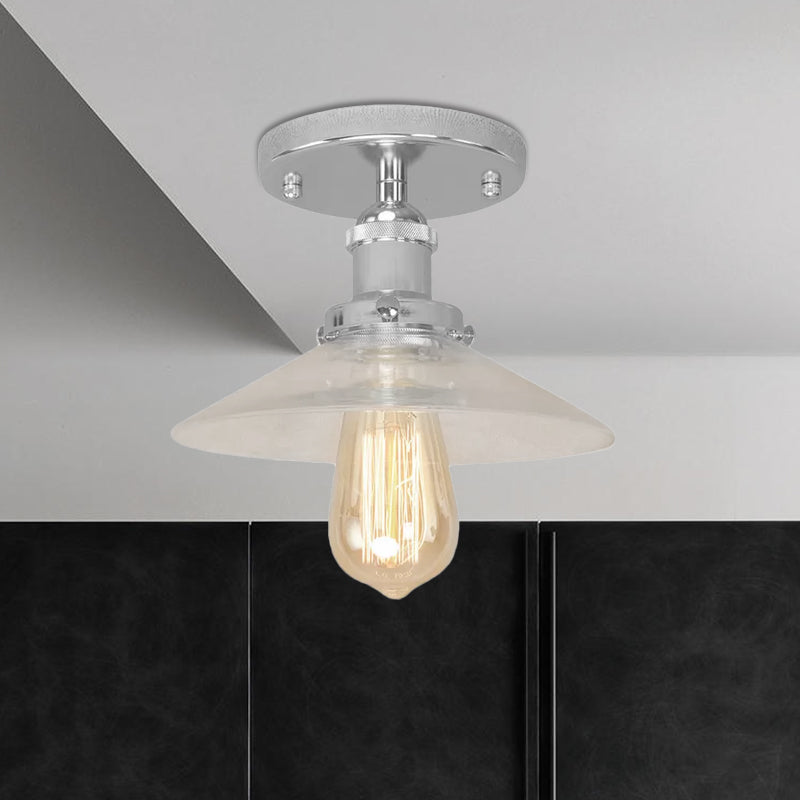 Soucoupe en verre givré, éclairage semi-affleurant, luminaire de cuisine vintage à 1 ampoule, noir/laiton/cuivre