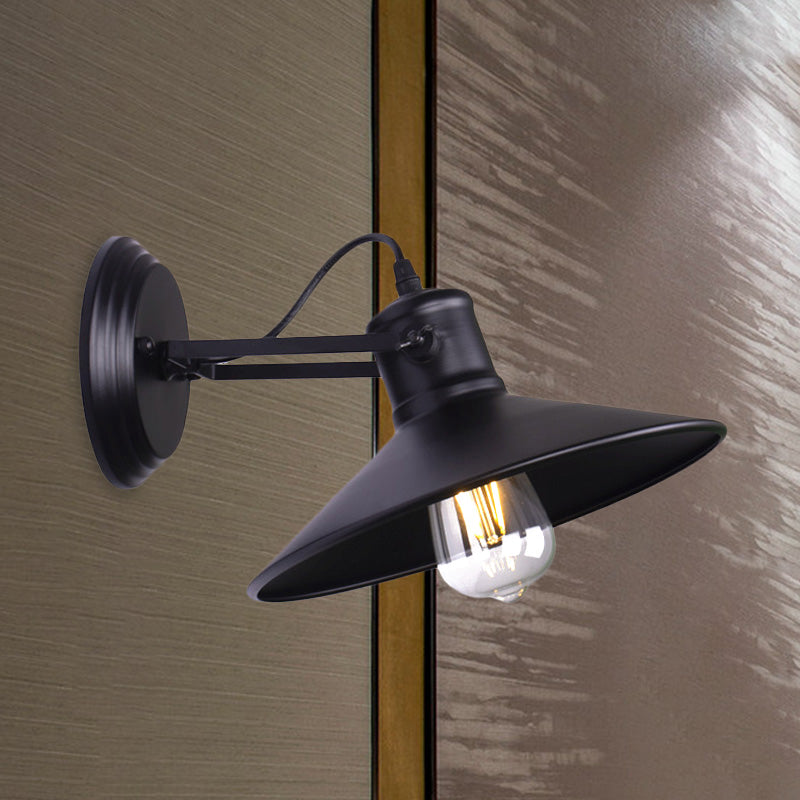 Metallic Saucer Sconce Wall Lighting Antique Style 1 Bulb Corridor Wall Sconce Lamp in Black/Rust