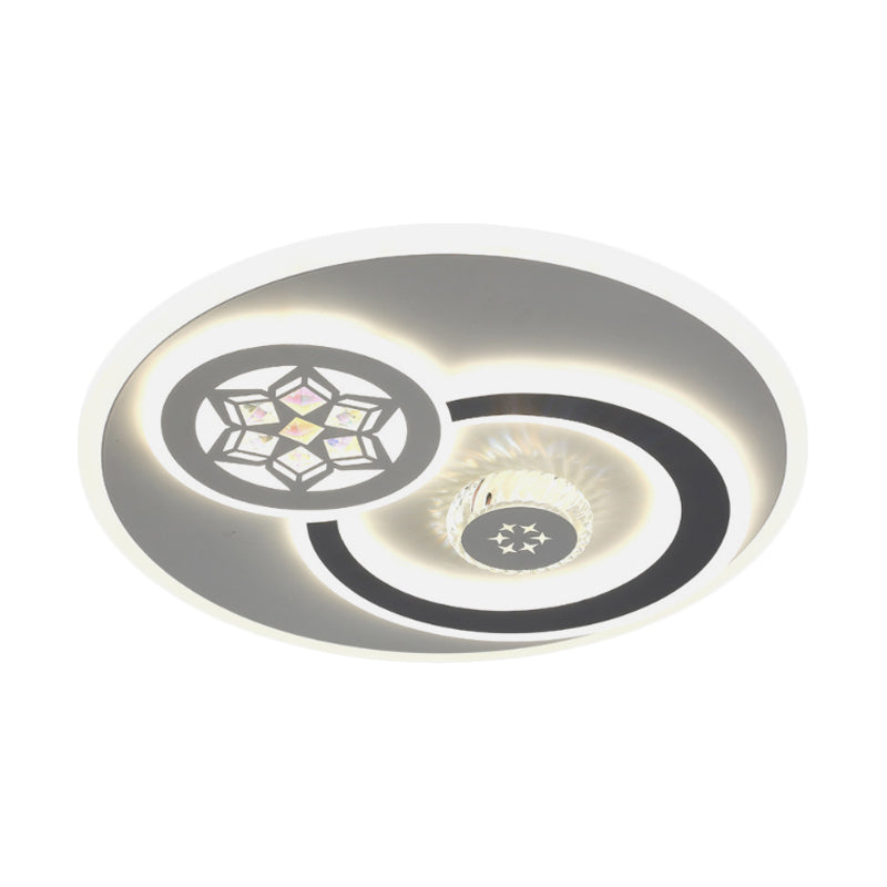 LED Rund Spülen Halterung Lampe Moderne Weiße Klarglas Blöcke Deckenleuchte mit Platz/Sechs-gezogenem Stern/Blumenmuster