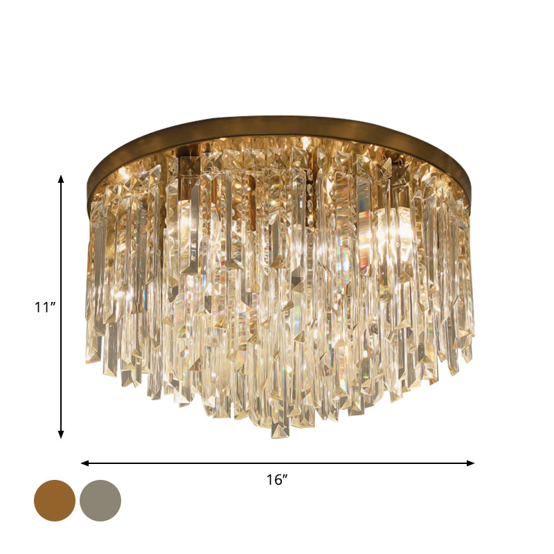 Chroom/Goud Tapered Flush Verlichting Hedendaagse Crystal Draping 6 Hoofden Slaapkamer Plafond Opgezette Licht