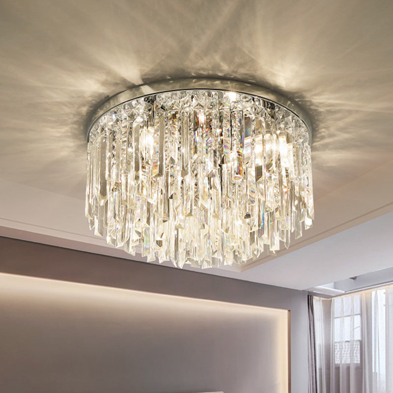 Chroom/Goud Tapered Flush Verlichting Hedendaagse Crystal Draping 6 Hoofden Slaapkamer Plafond Opgezette Licht