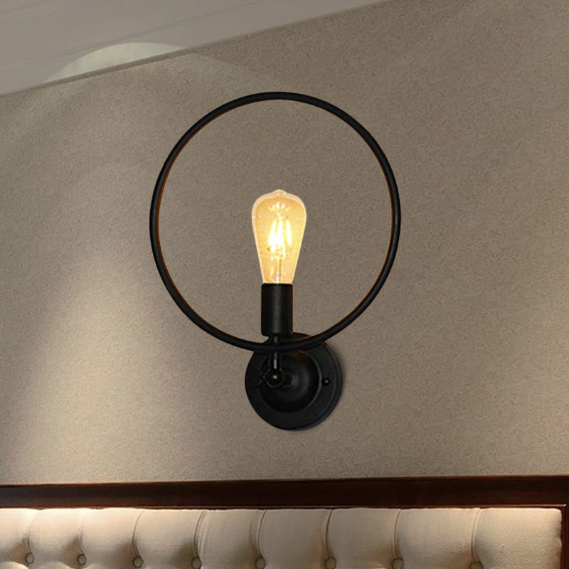 Kreisförmige Badezimmer Wandleuchte Licht Industriestil Metal 1 Glühbirne Schwarz Finish Leuchte