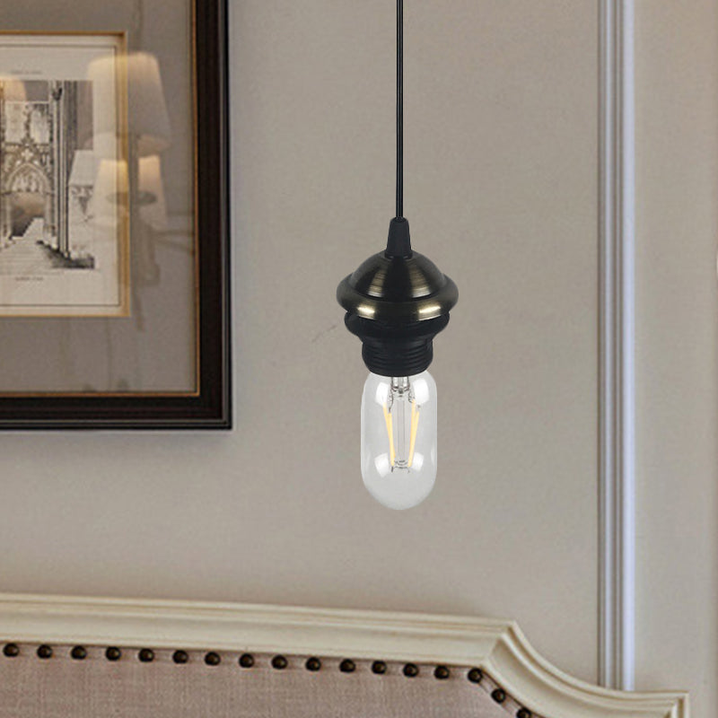 Mini ciondolo industriale illuminazione con lampadina nuda 1 lampada a sospensione regolabile altezza in metallo in bronzo/ottone