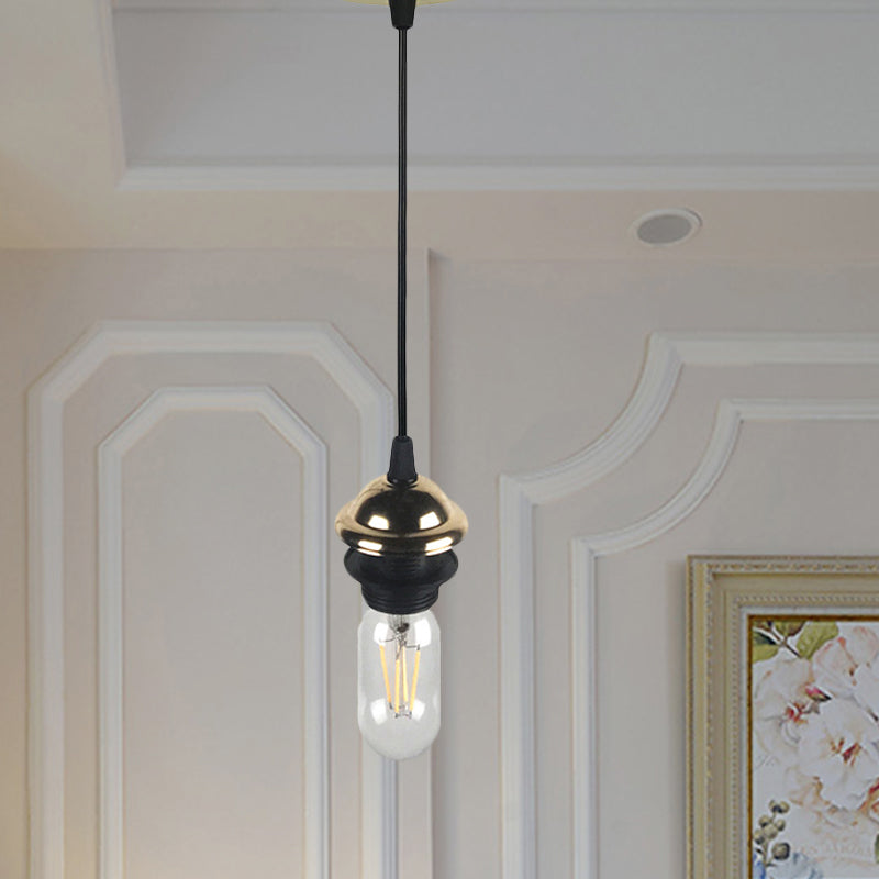 Mini ciondolo industriale illuminazione con lampadina nuda 1 lampada a sospensione regolabile altezza in metallo in bronzo/ottone
