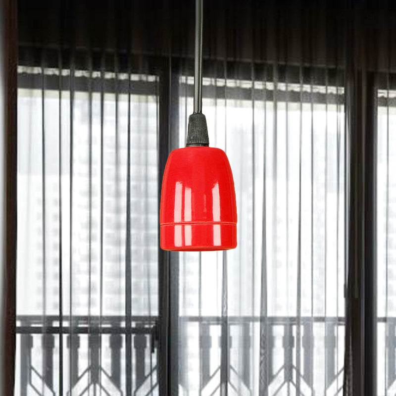 1 Testa Mini Luce a sospensione sospesa con corda regolabile Stile retrò Black/Red Ceramic Assiction Light