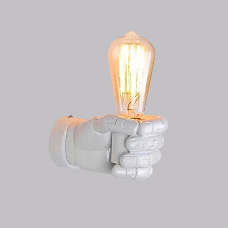 Schwarz/Weiß Bare Lampenleuchte Licht mit Handform Basis Vintage Stil Holz 1 Leichte Restaurant Wandlampe