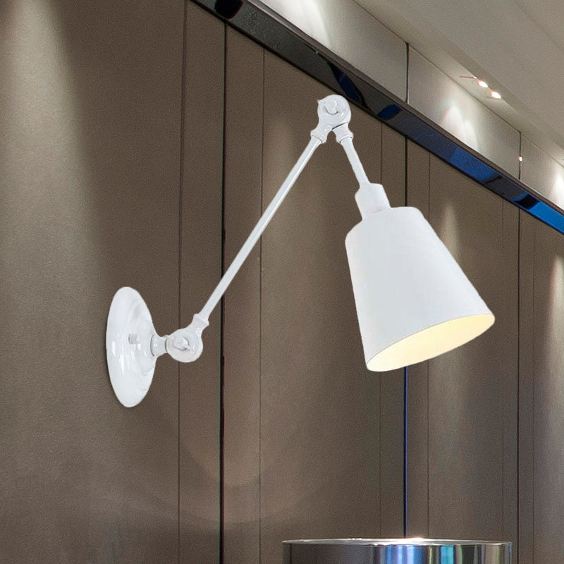 1 Light Metallic Wall Mount Light Contemporary Black/Rust Tapered Bedroom Wall Light Sconce with Adjustable Arm