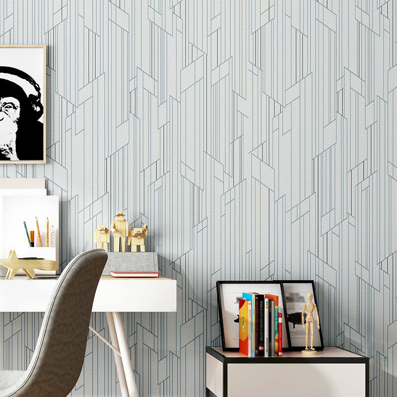 Modern Geometry Wallpaper Roll Non-Woven Washable Light-Color Wall Covering for Bedroom