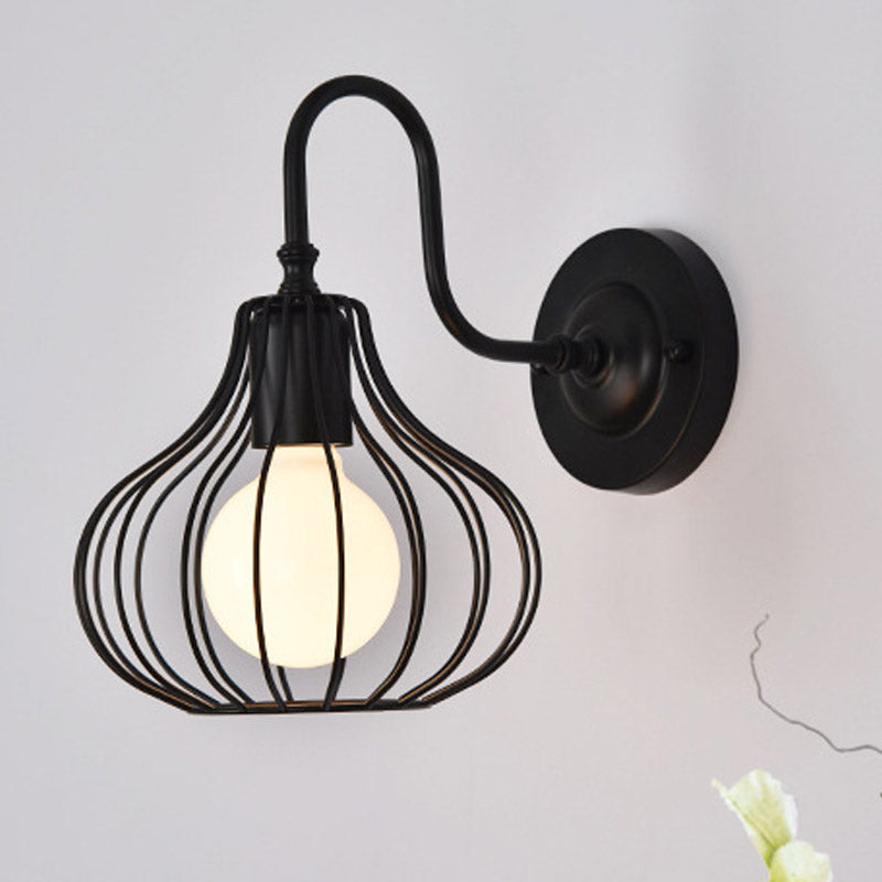 1 leichte Zwiebel Wandleuchte Licht Loft Style Schwarz/Weiß Metallic Mini Wandbeleuchtung mit Schwanenhalsarm für Schlafzimmer