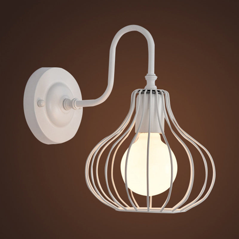 1 leichte Zwiebel Wandleuchte Licht Loft Style Schwarz/Weiß Metallic Mini Wandbeleuchtung mit Schwanenhalsarm für Schlafzimmer