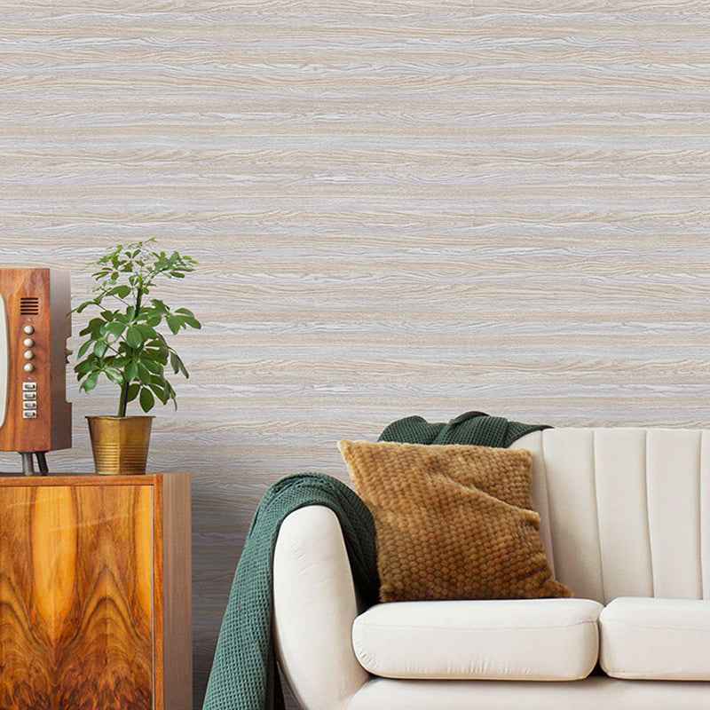 PVC Removable Adhesive Wallpaper Rural Wood Effect Wall Covering in Grey for Accent Wall